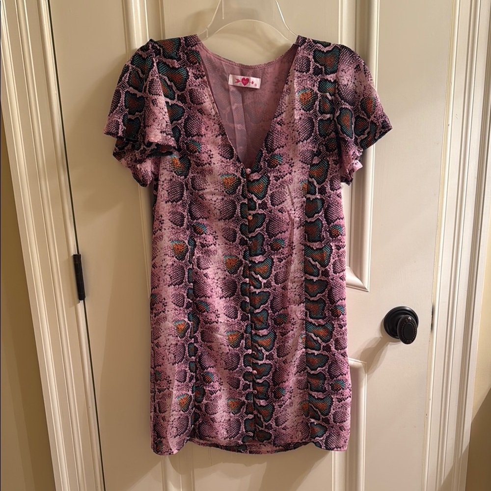 Buddy Love Purple Haze Snakeskin Hailey Button Up Dress